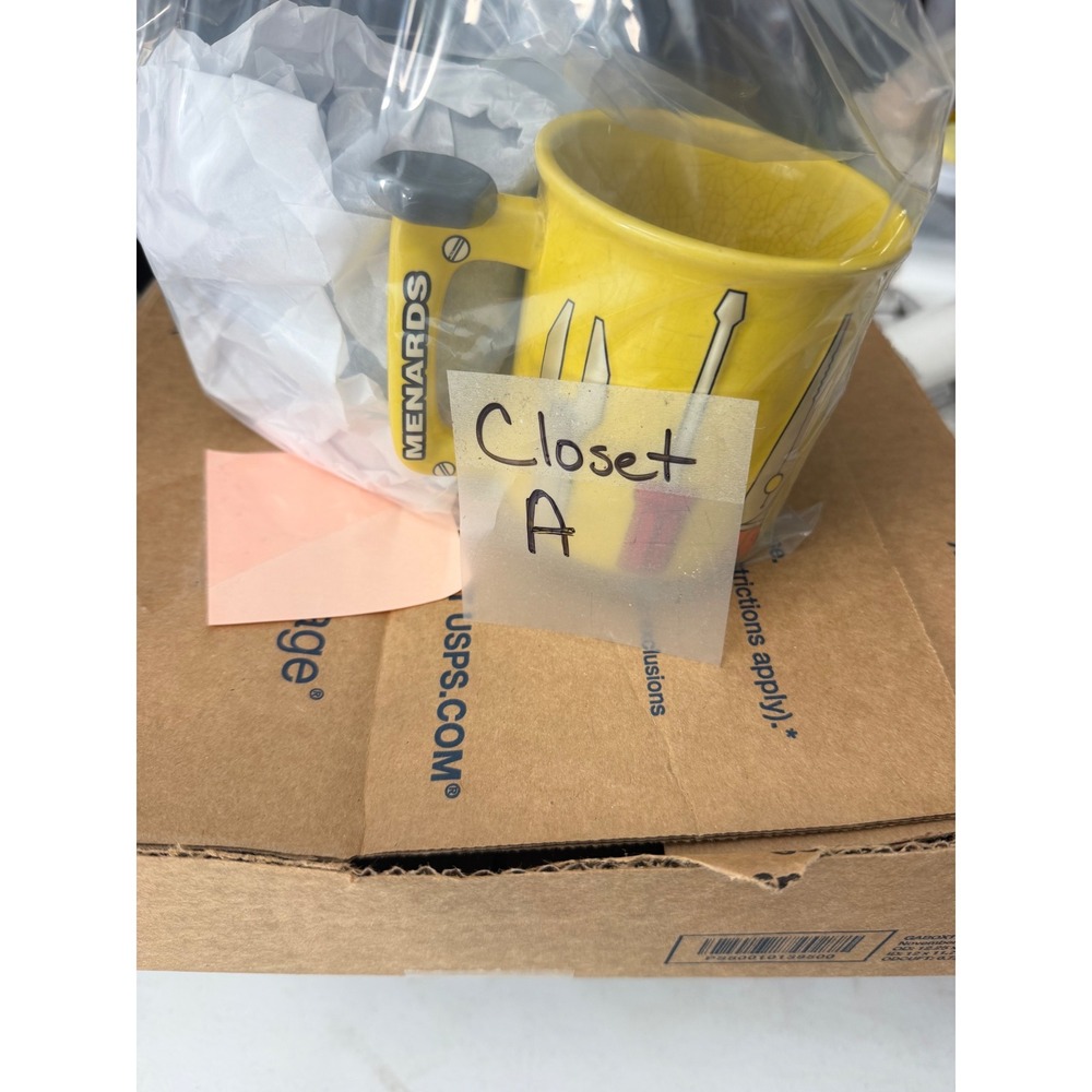Menards Coffee Mug 3D Tools Graphic Set of 2 Yellow & Green Tool Handles Ceramic - Picture 13 of 13